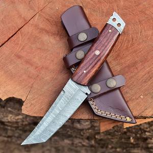 Cuchillo Tanto de Hoja Fija de Acero de Damasco de Forja Nórdica de Grado Industrial OEM, Funda de Madera de Palisandro para Transporte, Hoja Completa, para Caza y Supervivencia - Product Image 2