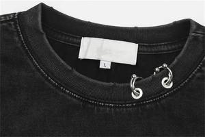 Camiseta con gráfico cuadrado recortado personalizado 2024 para hombre de gran tamaño pesado hombro caído blanco lavado ácido 100% algodón - Product Image 2