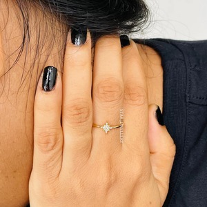 14K ทองคำแท้เพชรธรรมชาติงดงามแหวนดาวเหนือ - Product Image 1