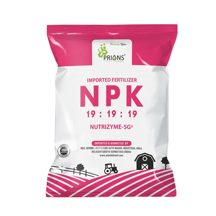 100% Pure Good Quality Plant Nutrients Nutrizyme-5G Water Soluble NPK 19 : 19 : 19 Organic Fertilizer at Best Price