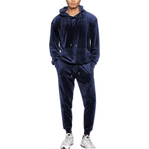 Men's Printed Solid Maternity <b>Velour</b> Tracksuit with Hoodies and Trouser Set - Product Image 4