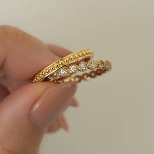 Elegant Vintage Round Cut Cubic Zirconia Diamond 925 Silver Gold Plated Handmade Super Quality Wedding Gift <b>Ladies</b> Ring - Product Image 3