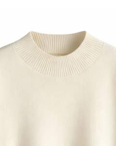 Manufacturer Custom Women Two Piece Knit Sweater And Wide Leg Pants Set <b>Black</b> And <b>White</b> Contrast Stripe Crew Neck Winter Outfit - Product Image 5