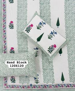 Juego de sábanas de algodón con estampado de bloque de mano de estilo étnico moderno, mezcla única de grado de calidad de tonos sutiles vibrantes para la elegancia - Product Image 2