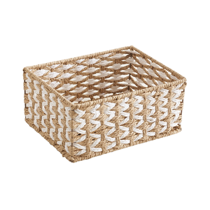 Bon marché Prix carré moderne tissé à la main papier chaîne panier de rangement en gros Floral tresse organisateur multi-usages - Product Image 3