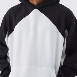 Vente en gros de sweat-shirts à capuche oversize en coton lourd, avec broderie délavée, blocs de couleur, tricot uni, imprimé pour homme - Product Image 2