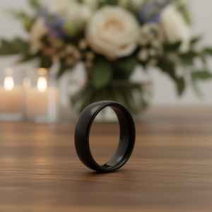 Anillo de boda de acero inoxidable negro de 6 mm, unisex, talla 10, medio tamaño SR14 - Product Image 2