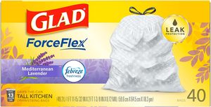 ถุงขยะ Glad Trash Bags, ForceFlex Tall Drawstring Garbage Bags, ขนาด 13 แกลลอน สีขาว สำหรับถังขยะในครัวทรงสูง, Mediterranean - Product Image 2