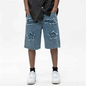 Short en jean personnalisé pour hommes Short en jean de coupe décontractée d'été pour hommes avec poches Jean court en jean droit à boutons - Product Image 2