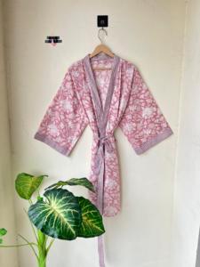 Hermosa bata de baño suave Kimono estampado de algodón para despedida de soltera o regalo Tipo de vestido informal - Product Image 3