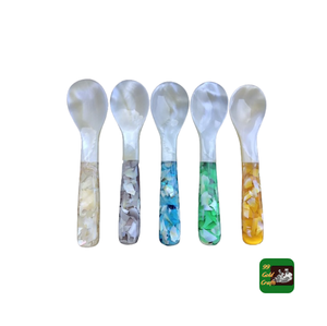 Cuillère en nacre dorée Caviar servant/coquillage Caviar fourchette en bois taille 7 à 11 cm artisanat vietnamien de haute qualité - Product Image 6