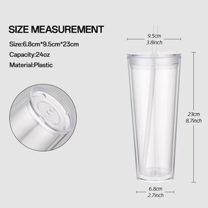Vaso <span class=keywords><strong>de</strong></span> Plástico Transparente <span class=keywords><strong>de</strong></span> Doble Pared con Popote, Preperforado, <span class=keywords><strong>de</strong></span> 24oz, Tipo Globo <span class=keywords><strong>de</strong></span> Nieve, Venta al por Mayor - Product Image 4