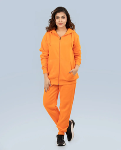 Femmes coton polaire surdimensionné survêtements en gros coupe ample à capuche survêtement respirant col rond plaine Jogging costume hiver - Product Image 1