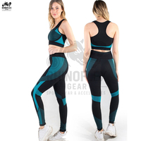 Nouveautés Ensemble de yoga 2 pièces pour femme, pantalon taille haute à séchage rapide, vêtements de sport, de gym et de fitness, avec logo uni sur le devant