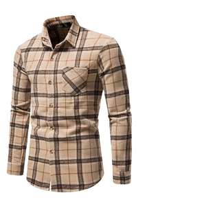 Wholesale Winter Men's 100% Cotton Flannel <b>Thick</b> Fleece <b>Quilted</b> Lined Breathable Quick Dry Long Sleeve Casual Jacket - Product Image 5