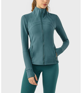 Chaquetas de Yoga Deportivas para Mujer al por Mayor, Tops de Nylon Suave Acanalado, Ajuste Delgado sin Costuras, Chaqueta de Fitness con Cierre y Manga Larga, OEM 2025 - Product Image 6