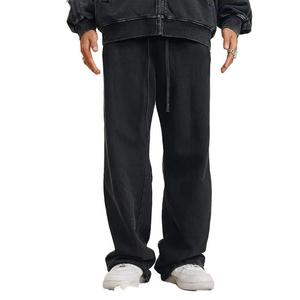 Pantalon de jogging classique en molleton de coton 100% pour hommes avec cordon de serrage à la taille moyenne pour la salle de sport ou la maison - Product Image 1