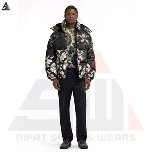 Custom Made Logo Men's <b>Mandarin</b> <b>Collar</b> Winter Waterproof Windproof Canvas Bubble <b>Jacket</b> Quilted Outdoor Sublimation - Product Image 5