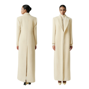 เสื้อโค้ทป้องกันริ้วรอยสำหรับผู้หญิงเสื้อโค้ทยาว Nara Premium Alpaca ชุดเสื้อผ้าผู้หญิงสีขาวคุณภาพสูง - Product Image 1