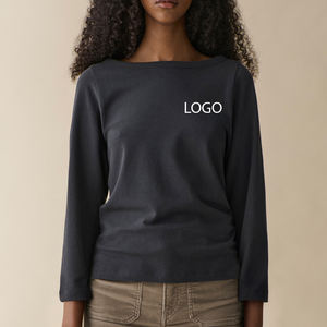 Camiseta básica de alta calidad para mujer, tela suave, ropa de uso diario, diseño de manga larga con material suave y cómodo, con logo. - Product Image 1