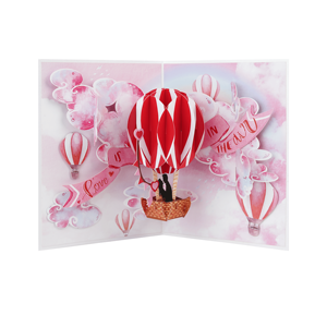 Belle carte de voeux artisanale 3D rose 'Love Is in the Air' Popup Card avec impression offset en papier - Product Image 3