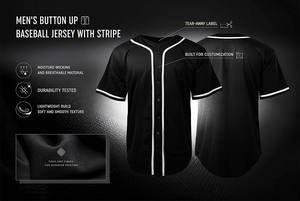 Camiseta de béisbol negra Lisa personalizada, camiseta de béisbol blanca a rayas para hombre, camisetas con botones, uniformes de béisbol deportivos de equipo activo - Product Image 5