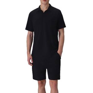 Conjunto deportivo de verano personalizado para hombre, informal, transpirable, camiseta de manga corta y pantalones cortos de algodón, conjunto de dos piezas. - Product Image 1