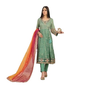 Tradicional lujo pesado bordado Tawakkal volumen boda colección 3 piezas Salwar Kameez para adultos fiesta desgaste hecho gasa - Product Image 1