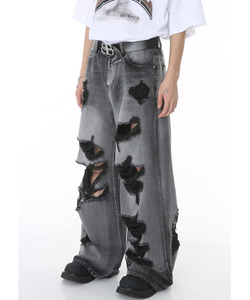 กางเกงยีนส์ขายาวของผู้ชายแนวสตรีททรงหลวมระบายอากาศได้ดีผ้ายีนส์ไซส์ใหญ่พิเศษ - Product Image 6