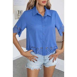 Blusa de Mujer Jane's, Manga Corta, Cuello con Botones, Estilo Dubái - Blusa Elegante e Informal para Uso Diario, Modelo 31795 - Product Image 3