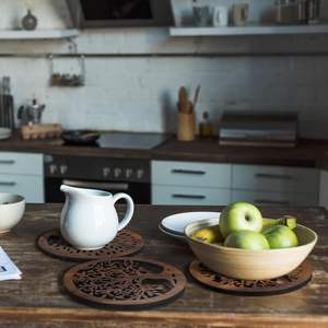 Tree Wooden <b>Trivets</b> Rustic Round Wooden Plate & Pot Holder for <b>Kitchen</b> & Dining - Product Image 5