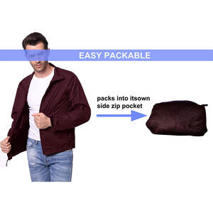 Veste coupe-vent imperméable pour homme en gros, blocs de couleur, fermeture éclair, manches retroussées, veste en nylon - Product Image 5