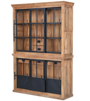 Armoire murale en manguier massif & présentoir en fer industriel