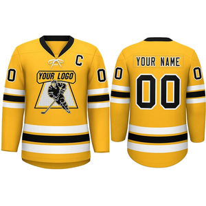 Maillot de hockey sur glace respirant personnalisé par sublimation – Logo, nom d'équipe, numéros, couleurs personnalisables – Design prêt à l'emploi en usine – 100 % polyester - Product Image 1