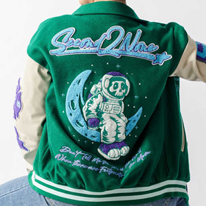 Chaqueta universitaria transpirable de talla grande para invierno, Mangas de cuero de alta calidad, chaqueta universitaria de lana de béisbol para unisex - Product Image 5