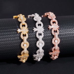 925 Silver Moissanite Star Link Bracelet Luxury Tennis Chain White Yellow Rose Gold Statement Bracelet <b>for</b> Women and <b>Men</b> - Product Image 1
