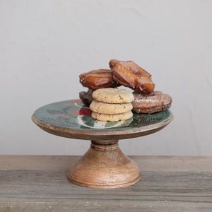 Top émail fait à la main mangue en bois gâteau affichage piédestal servant tasse gâteau support pour la maison Restaurants fête utilisation - Product Image 1
