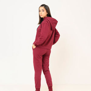 Nouvel ensemble de survêtement deux pièces personnalisable pour femme, grande taille, respirant, 100 % coton, pour l'hiver, couleur unie, taille haute, avec poches latérales - Product Image 4