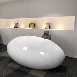 Modern Luxury White Oval <b>Reception</b> Desk Solid Surface Glossy Office Front Desk <b>Counter</b> Commercial Salon Lobby <b>Reception</b> Table Se - Product Image 2