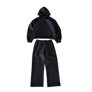 Custom Blank Sweatshirt and <b>Sweatpants</b> 100% Cotton French Terry Hoodie Men's <b>Oversized</b> Boxy Fit Hoodies - Product Image 2