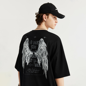 STREETLAB Glow In The Dark Angel Wings T-Shirt Oversized Fit Men's Short Sleeve Street Style <b>Print</b> Back Design - Product Image 1