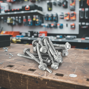 Tornillo Autoperforante Profesional Marca PDC Modelo 5 con Cabeza de Arandela, Galvanizado en Caliente por Inmersión en Zinc, Rosca Profunda, Métrico/Pulgadas, Acero al Carbono - Product Image 1