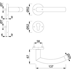 ชุดโรเซตสแตนเลส Narvik E1430ZP/17KV/17KVS F69 ทรงกลม PZ DIN ซ้าย/ขวา D/D HOPPE ชั้นวางของเหนือประตู - Product Image 3