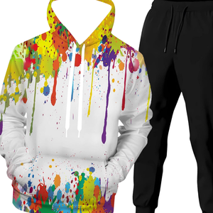 Colorful <b>Paint</b> Splash Hoodie and Jogger Tracksuit Sublimation Print Trendy Casual Wear Unisex Streetwear for Men Women - Product Image 3