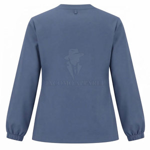Blouse de travail professionnelle pour médecins, veste de travail à manches longues avec fermeture éclair sur le devant, uniforme avec poches sur la poitrine et sur les côtés pour le personnel de clinique - Product Image 2