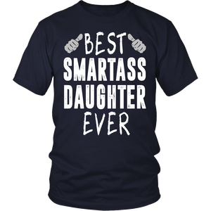 เสื้อยืดผู้ชายพิมพ์ลายตัวอักษร "Smartass Daughter" ทรงเข้ารูป แขนสั้น ผ้าฝ้ายลำลอง แฟชั่นฤดูร้อน ขายส่ง - Product Image 3
