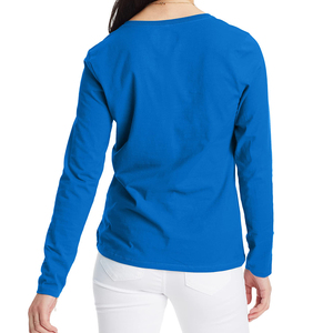 Women's Red Long Sleeve V-Neck Knitted T-Shirt Cotton Blouse for Hospital <b>Scrub</b> <b>Tops</b> - Product Image 5