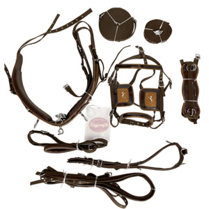 ชุดสายรัดม้าสำหรับขับรถม้า ทำจากไนลอนเคลือบสีน้ำตาล ปรับขนาดได้ บุด้วยวัสดุอย่างดี พร้อมอุปกรณ์ชุบโครเมียม สำหรับรถม้า - Product Image 2