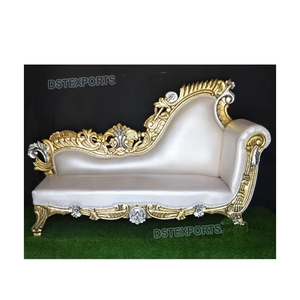 Sofá italiano moderno para boda Love Seat para escenario, madera tratada, tamaño personalizado, oro blanco, diseño islámico - Product Image 4