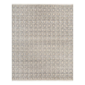 Tapis en laine gris et noir noué à la main Erbe Lnr-3120, motif géométrique et abstrait, tapis rectangulaire pour salon, fabriqué en viscose, fait main - Product Image 1